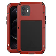 For iPhone 12 LOVE MEI Metal Shockproof Life Water-resistant Dustproof Protective Case(Red)