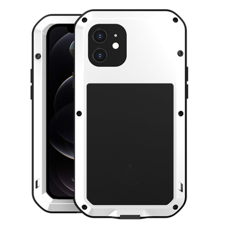 For iPhone 12 LOVE MEI Metal Shockproof Life Water-resistant Dustproof Protective Case(White)