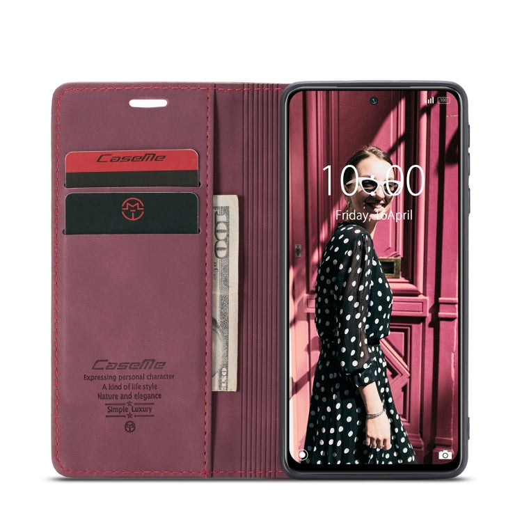 For Xiaomi Redmi Note 10 4G / Note 10s CaseMe 013 Multifunctional Horizontal Flip Leather Case with Holder & Card Slot & Wallet(Wine Red)