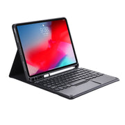 YT11B-A Detachable Candy Color Skin Feel Texture Round Keycap Bluetooth Keyboard Leather Case with Touch Control For iPad Air 4 2020 / Air 5 2022 / Pro 11 inch 2022 / 2021 / 2020 / 2018(Black)