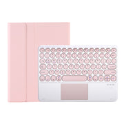 YT11B-A Detachable Candy Color Skin Feel Texture Round Keycap Bluetooth Keyboard Leather Case with Touch Control For iPad Air 4 2020 / Air 5 2022 / Pro 11 inch 2022 / 2021 / 2020 / 2018(Pink)