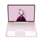 YT11B-A Detachable Candy Color Skin Feel Texture Round Keycap Bluetooth Keyboard Leather Case with Touch Control For iPad Air 4 2020 / Air 5 2022 / Pro 11 inch 2022 / 2021 / 2020 / 2018(Pink)