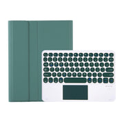 YT11B-A Detachable Candy Color Skin Feel Texture Round Keycap Bluetooth Keyboard Leather Case with Touch Control For iPad Pro 11 inch 2020 & 2018(Dark Green)