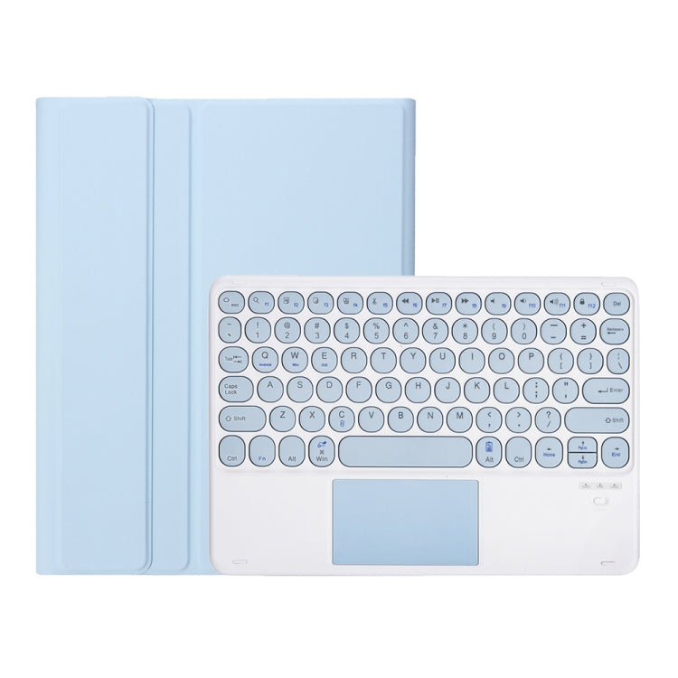 YT11B-A Detachable Candy Color Skin Feel Texture Round Keycap Bluetooth Keyboard Leather Case with Touch Control For iPad Air 4 2020 / Air 5 2022 / Pro 11 inch 2022 / 2021 / 2020 / 2018(White Ice)
