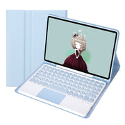 YT11B-A Detachable Candy Color Skin Feel Texture Round Keycap Bluetooth Keyboard Leather Case with Touch Control For iPad Air 4 2020 / Air 5 2022 / Pro 11 inch 2022 / 2021 / 2020 / 2018(White Ice)