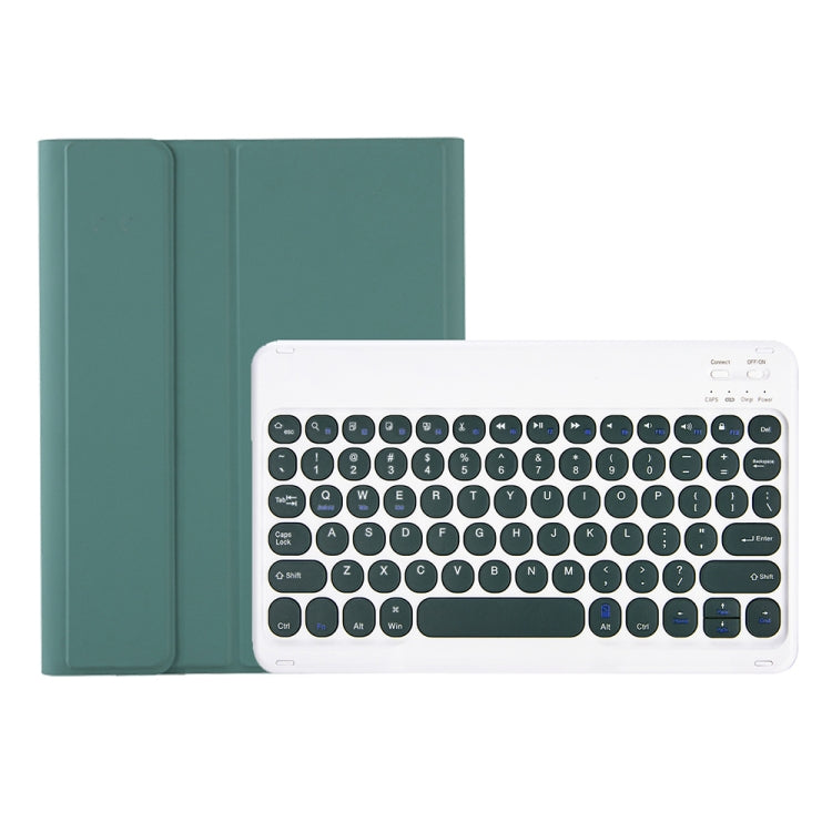 YT11B Detachable Candy Color Skin Feel Texture Round Keycap Bluetooth Keyboard Leather Case For iPad Pro 11 inch 2020 & 2018(Dark Green)