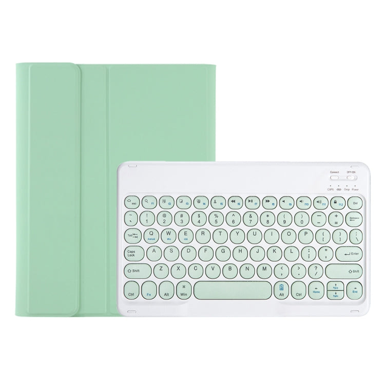YT11B Detachable Candy Color Skin Feel Texture Round Keycap Bluetooth Keyboard Leather Case For iPad Air 4 2020 / Air 5 2022 / Pro 11 inch 2022 / 2021 / 2020 / 2018(Light Green)