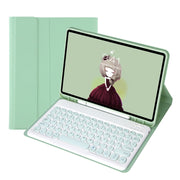 YT11B Detachable Candy Color Skin Feel Texture Round Keycap Bluetooth Keyboard Leather Case For iPad Air 4 2020 / Air 5 2022 / Pro 11 inch 2022 / 2021 / 2020 / 2018(Light Green)
