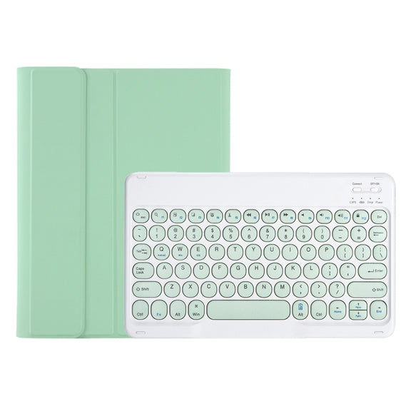 YT11B Detachable Candy Color Skin Feel Texture Round Keycap Bluetooth Keyboard Leather Case For iPad Air 4 2020 / Air 5 2022 / Pro 11 inch 2022 / 2021 / 2020 / 2018(Light Green)