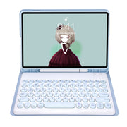 YT11B Detachable Candy Color Skin Feel Texture Round Keycap Bluetooth Keyboard Leather Case For iPad Pro 11 inch 2020 & 2018(White Ice)