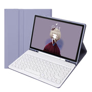 YT11B Detachable Candy Color Skin Feel Texture Round Keycap Bluetooth Keyboard Leather Case For iPad Pro 11 inch 2020 & 2018(Purple)