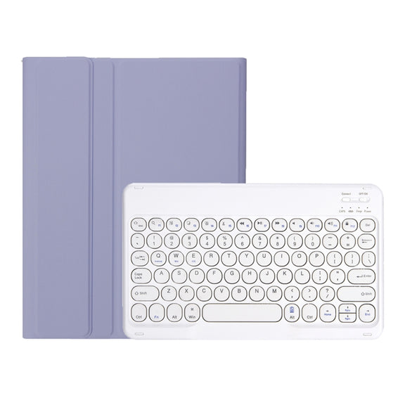 YT11B Detachable Candy Color Skin Feel Texture Round Keycap Bluetooth Keyboard Leather Case For iPad Pro 11 inch 2020 & 2018(Purple)