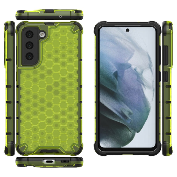 For Samsung Galaxy S21 FE Shockproof Honeycomb PC + TPU Case(Green)