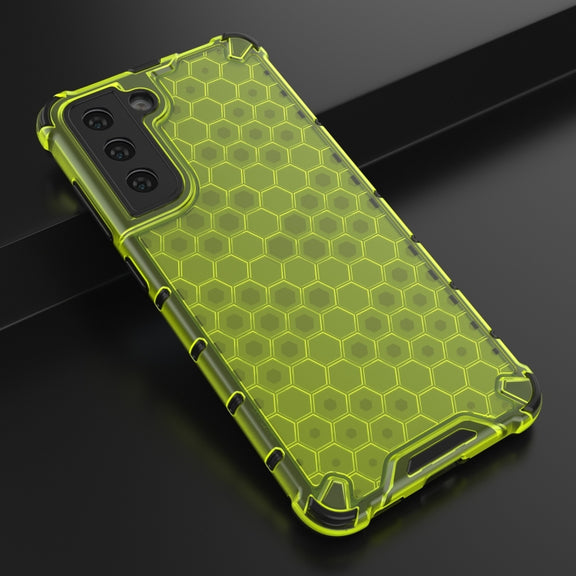 For Samsung Galaxy S21 FE Shockproof Honeycomb PC + TPU Case(Green)