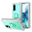For Samsung Galaxy S20 FE / FE 5G PC + Rubber 3-layers Shockproof Protective Case with Rotating Holder(Grey White + Mint Green) - Galaxy S20 FE Cases by PMC TechLife | Online Shopping South Africa | PMC TechLife