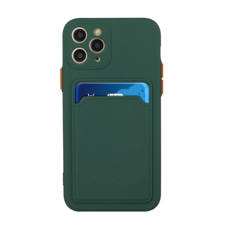 Card Slot Design Shockproof TPU Protective Case For iPhone 11 Pro(Dark Green)