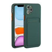 Card Slot Design Shockproof TPU Protective Case For iPhone 11 Pro(Dark Green)