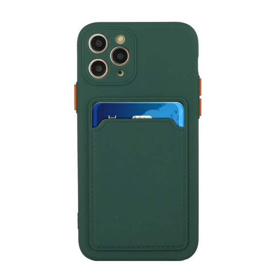 Card Slot Design Shockproof TPU Protective Case For iPhone 11 Pro(Dark Green)
