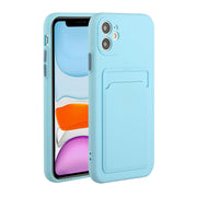 For iPhone 12 mini Card Slot Design Shockproof TPU Protective Case (Sky Blue)