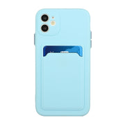 For iPhone 12 mini Card Slot Design Shockproof TPU Protective Case (Sky Blue)