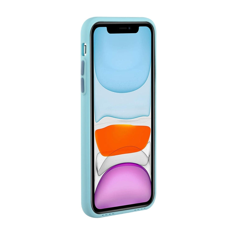For iPhone 12 mini Card Slot Design Shockproof TPU Protective Case (Sky Blue)