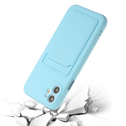 For iPhone 12 mini Card Slot Design Shockproof TPU Protective Case (Sky Blue)