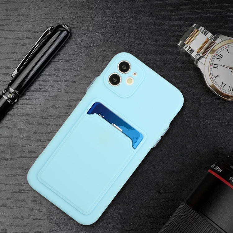 For iPhone 12 mini Card Slot Design Shockproof TPU Protective Case (Sky Blue)