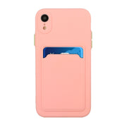 For iPhone XR Card Slot Design Shockproof TPU Protective Case(Pink)