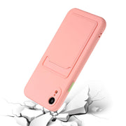 For iPhone XR Card Slot Design Shockproof TPU Protective Case(Pink)