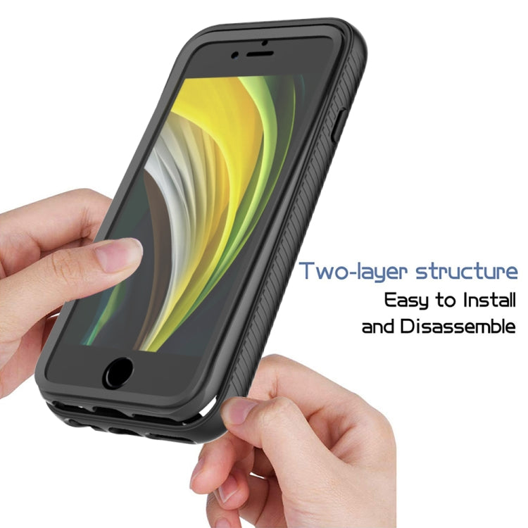 For iPhone SE 2022 / SE 2020 / 8 / 7 Starry Sky Solid Color Series Shockproof PC + TPU Case with PET Film(Royal Blue)