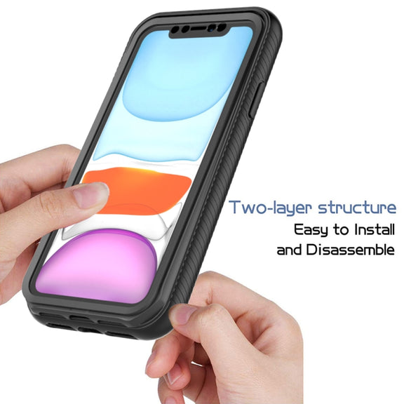 For iPhone 11 Starry Sky Solid Color Series Shockproof PC + TPU Case with PET Film (Red)