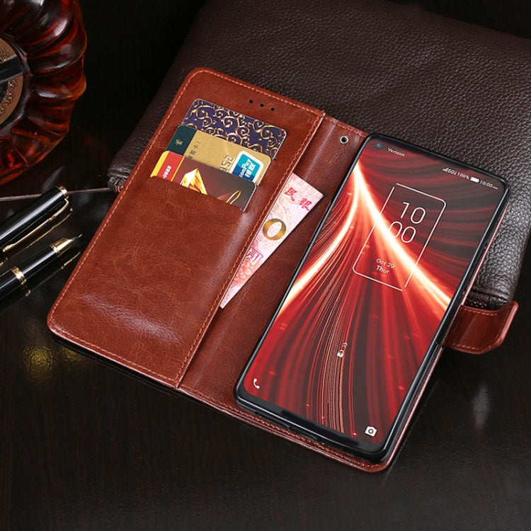 For TCL 10 5G UW idewei Crazy Horse Texture Horizontal Flip Leather Case with Holder & Card Slots & Wallet(Yellow)