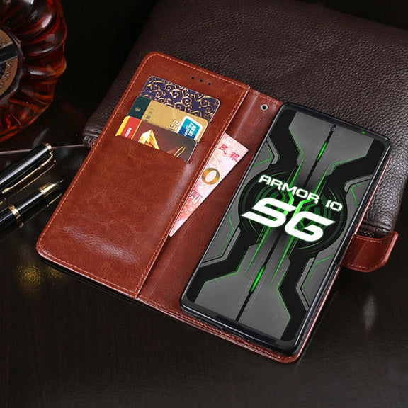 For Ulefone Armor 10 5G idewei Crazy Horse Texture Horizontal Flip Leather Case with Holder & Card Slots & Wallet(Blue)