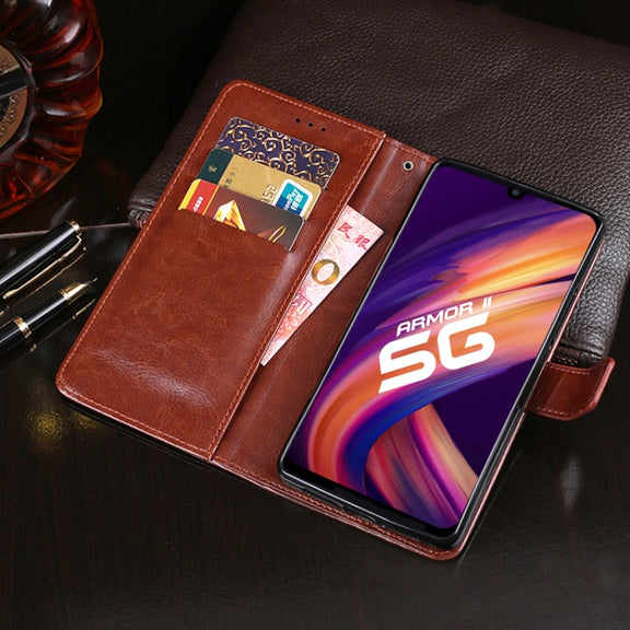 For Ulefone Armor 11 5G idewei Crazy Horse Texture Horizontal Flip Leather Case with Holder & Card Slots & Wallet(White)