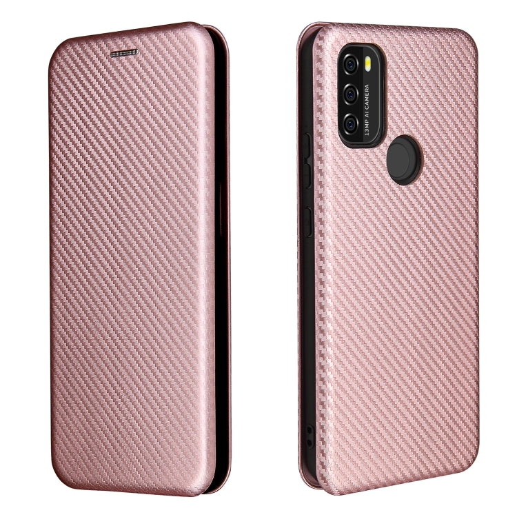 For Blackview A70 (2021) Carbon Fiber Texture Horizontal Flip TPU + PC + PU Leather Case with Card Slot(Pink)