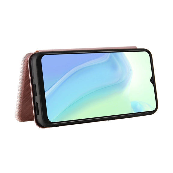 For Blackview A70 (2021) Carbon Fiber Texture Horizontal Flip TPU + PC + PU Leather Case with Card Slot(Pink)