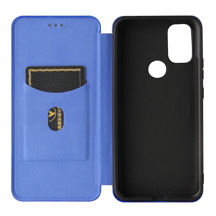 For Blackview A70 (2021) Carbon Fiber Texture Horizontal Flip TPU + PC + PU Leather Case with Card Slot(Blue)