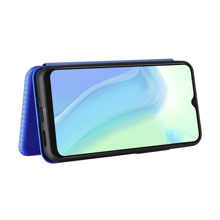 For Blackview A70 (2021) Carbon Fiber Texture Horizontal Flip TPU + PC + PU Leather Case with Card Slot(Blue)