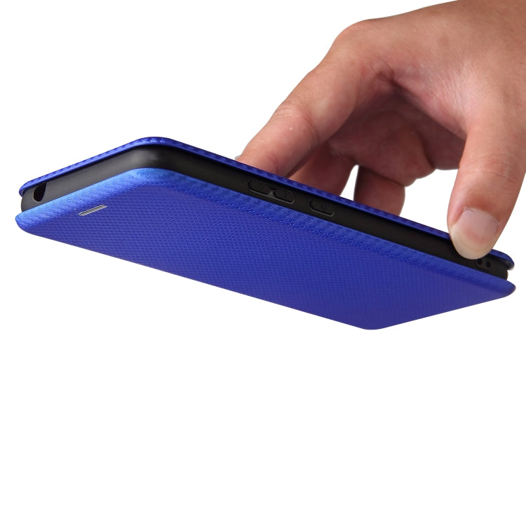 For Blackview A70 (2021) Carbon Fiber Texture Horizontal Flip TPU + PC + PU Leather Case with Card Slot(Blue)