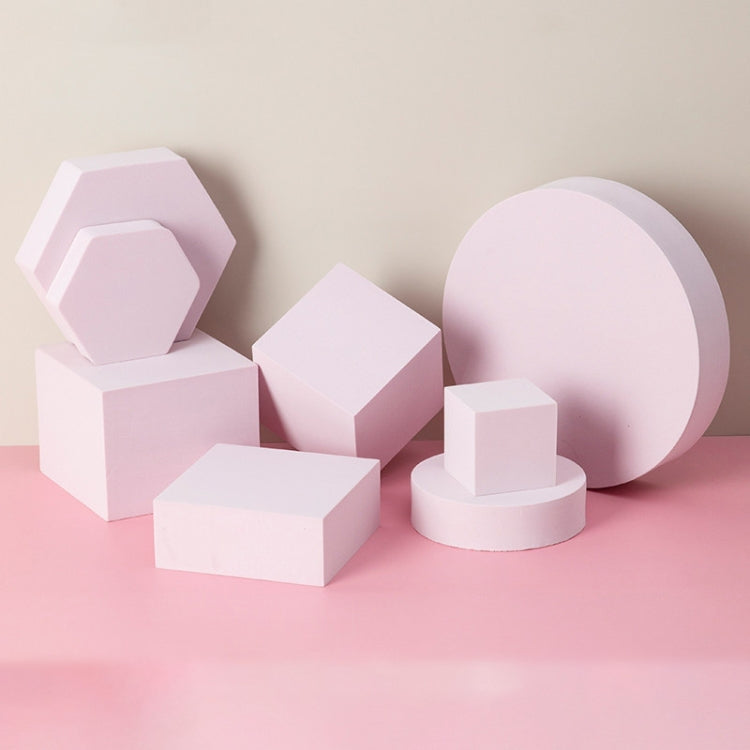 8 in 1 Different Sizes Geometric Cube Solid Color Photography Photo Background Table Shooting Foam Props(Light Pink)