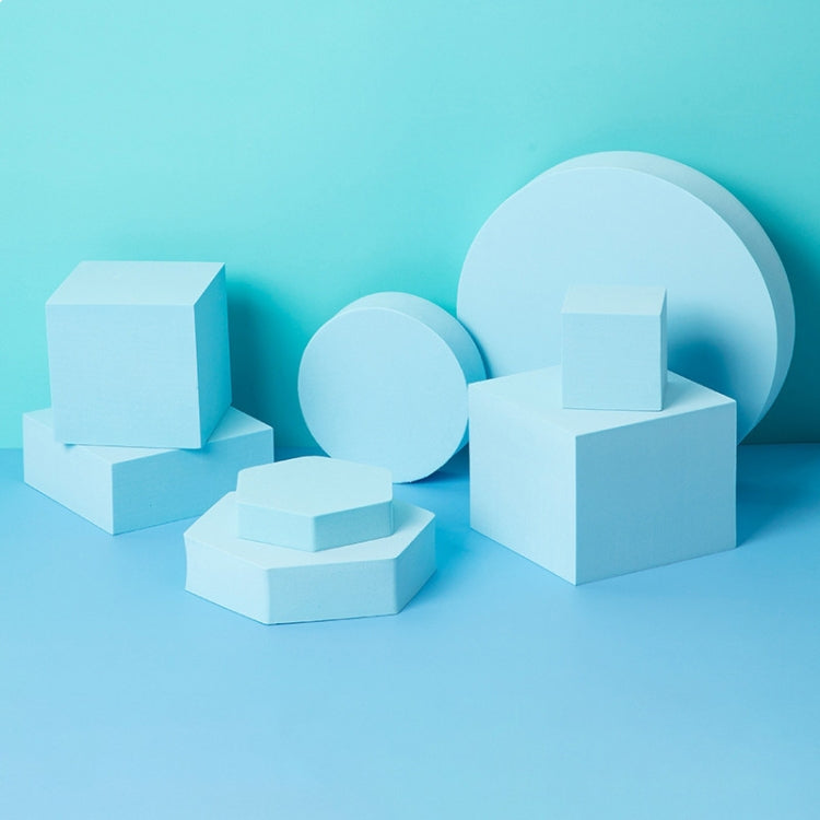 8 in 1 Different Sizes Geometric Cube Solid Color Photography Photo Background Table Shooting Foam Props(Light Blue)