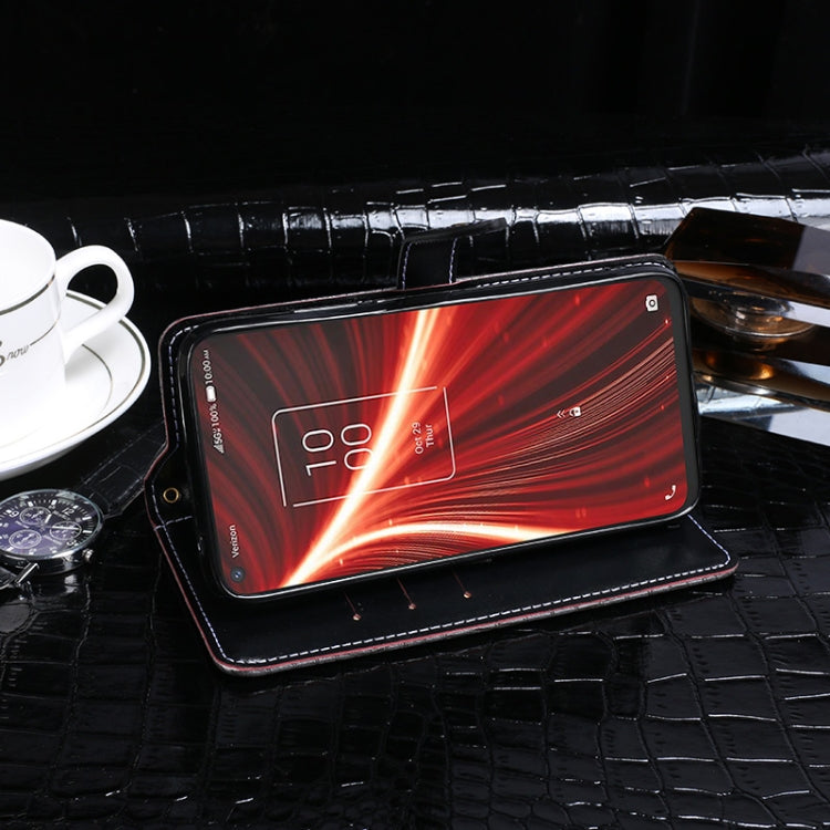 For TCL 10 5G UW idewei Crocodile Texture Horizontal Flip Leather Case with Holder & Card Slots & Wallet(Black)