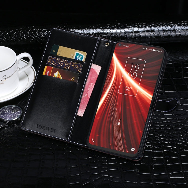 For TCL 10 5G UW idewei Crocodile Texture Horizontal Flip Leather Case with Holder & Card Slots & Wallet(Black)