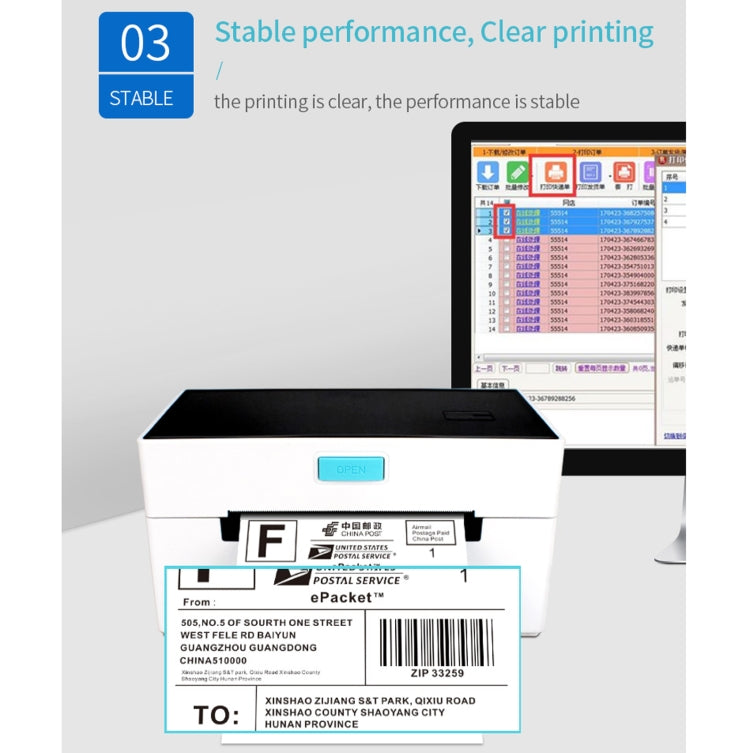 POS-9220 100x150mm Thermal Express Bill Self-adhesive Label Printer, USB with Holder Version, US Plug