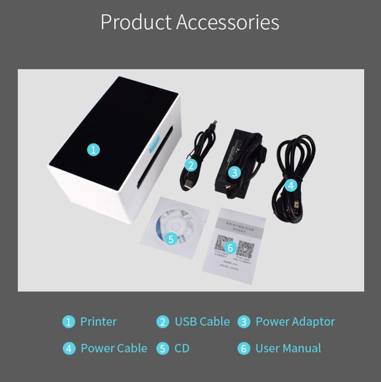 POS-9220 100x150mm Thermal Express Bill Self-adhesive Label Printer, USB + Bluetooth with Holder Version, EU Plug