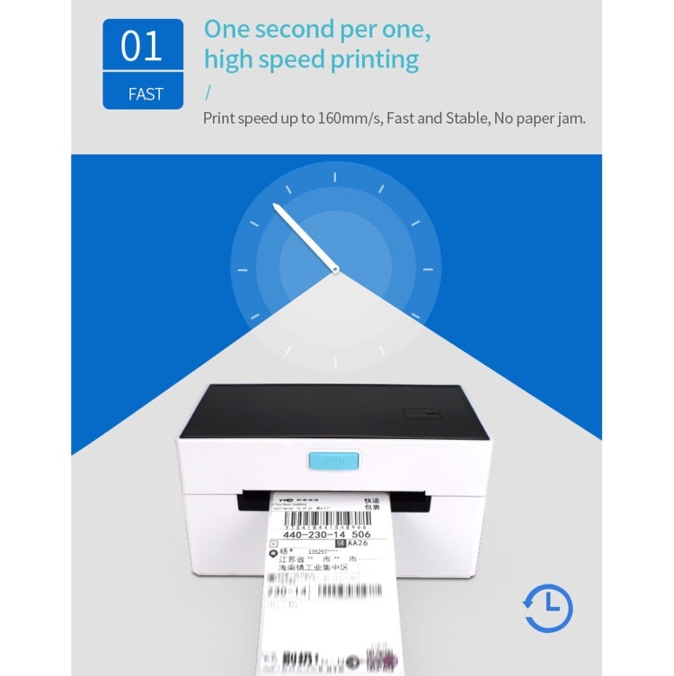 POS-9220 100x150mm Thermal Express Bill Self-adhesive Label Printer, USB + Bluetooth with Holder Version, EU Plug