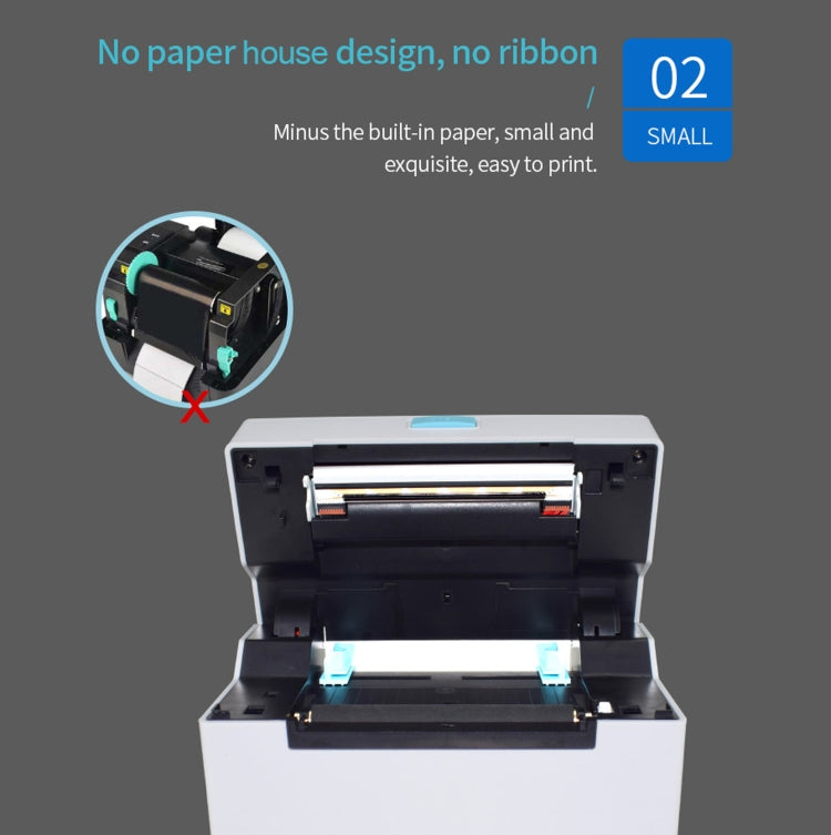 POS-9220 100x150mm Thermal Express Bill Self-adhesive Label Printer, USB + Bluetooth with Holder Version, EU Plug
