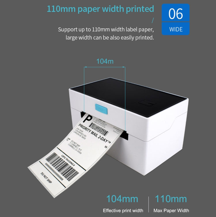 POS-9220 100x150mm Thermal Express Bill Self-adhesive Label Printer, USB + Bluetooth with Holder Version, EU Plug