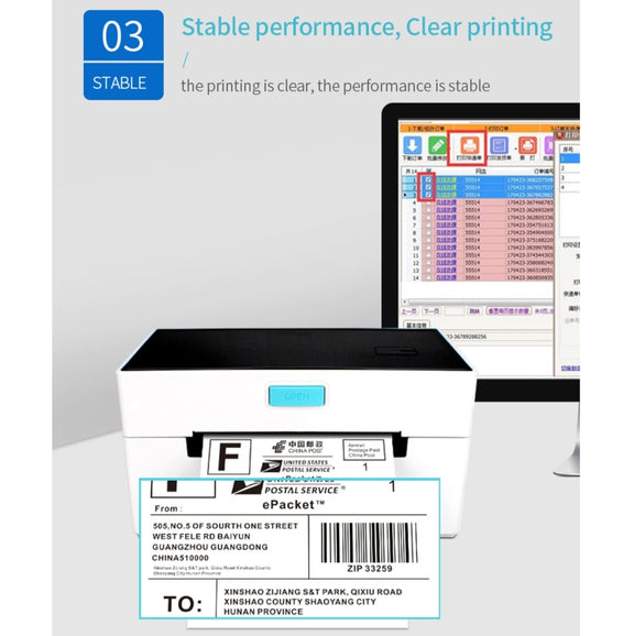 POS-9220 100x150mm Thermal Express Bill Self-adhesive Label Printer, USB + Bluetooth with Holder Version, UK Plug