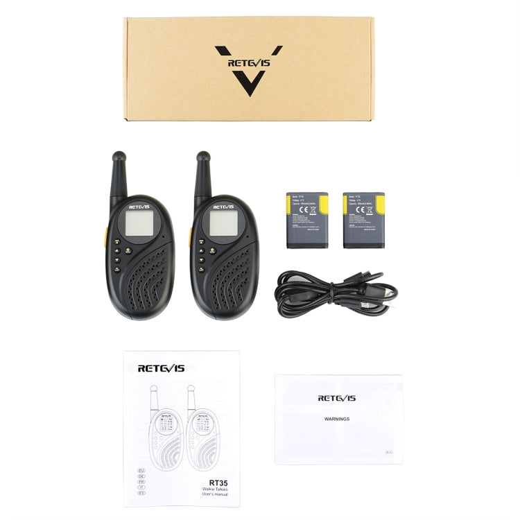 1 Pair RETEVIS RT-35 0.5W EU Frequency 446MHz 8CHS Children Handheld Walkie Talkie(Black)